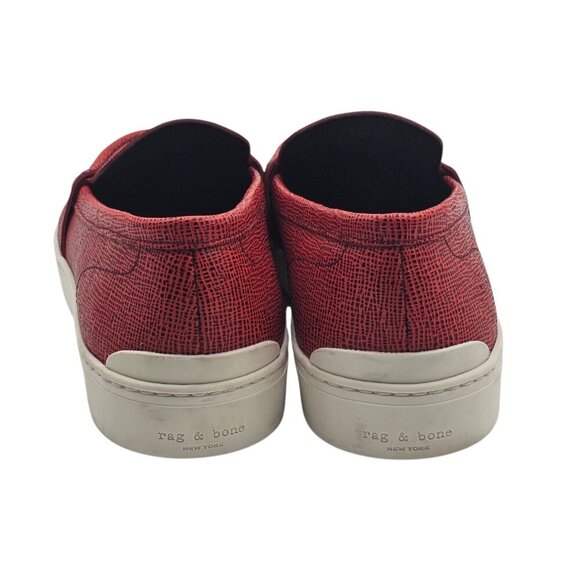 Women's - Rag & Bone Colby Red Leather Penny Loafers, Size 8 - Picture 4 of 13
